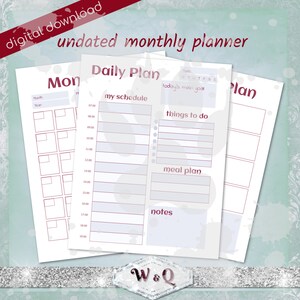 Undated Monthly Planner