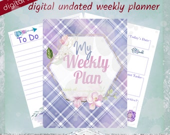 Undated Weekly Planner Pages