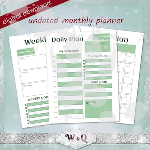 Undated Monthly Planner Printables