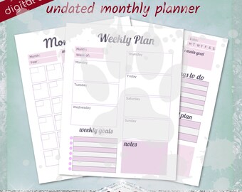 Undated Monthly Planner