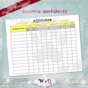 Affiliate Tracker Worksheet