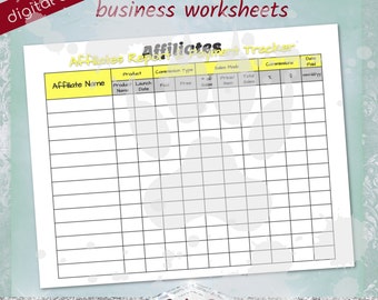 Affiliate Tracker Worksheet
