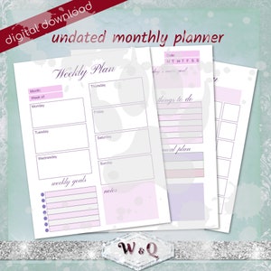 Undated Monthly Planner