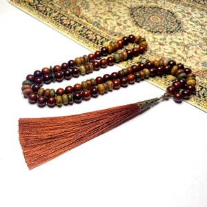 Rosewood and gemstone tasbih. Prayer beads, Eid gift, Wood tasbih, Gemstone Rosary, Worry beads, Spiritual gift for him/her