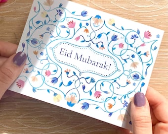 Eid Mubarak card. Watercolour Art Design