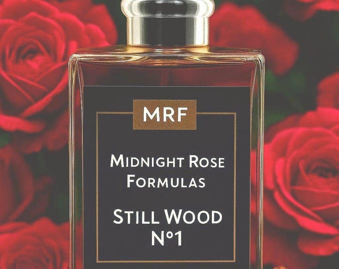 STILL WOODS #1 Natural Essential Oil Perfume holds the finest Sandalwood Oil, dancing with Demask Roses and Magnolia.  Deep Rich Meditative.