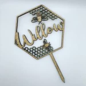 Bee cake topper SVG, Happy bee-day, Wood cake topper