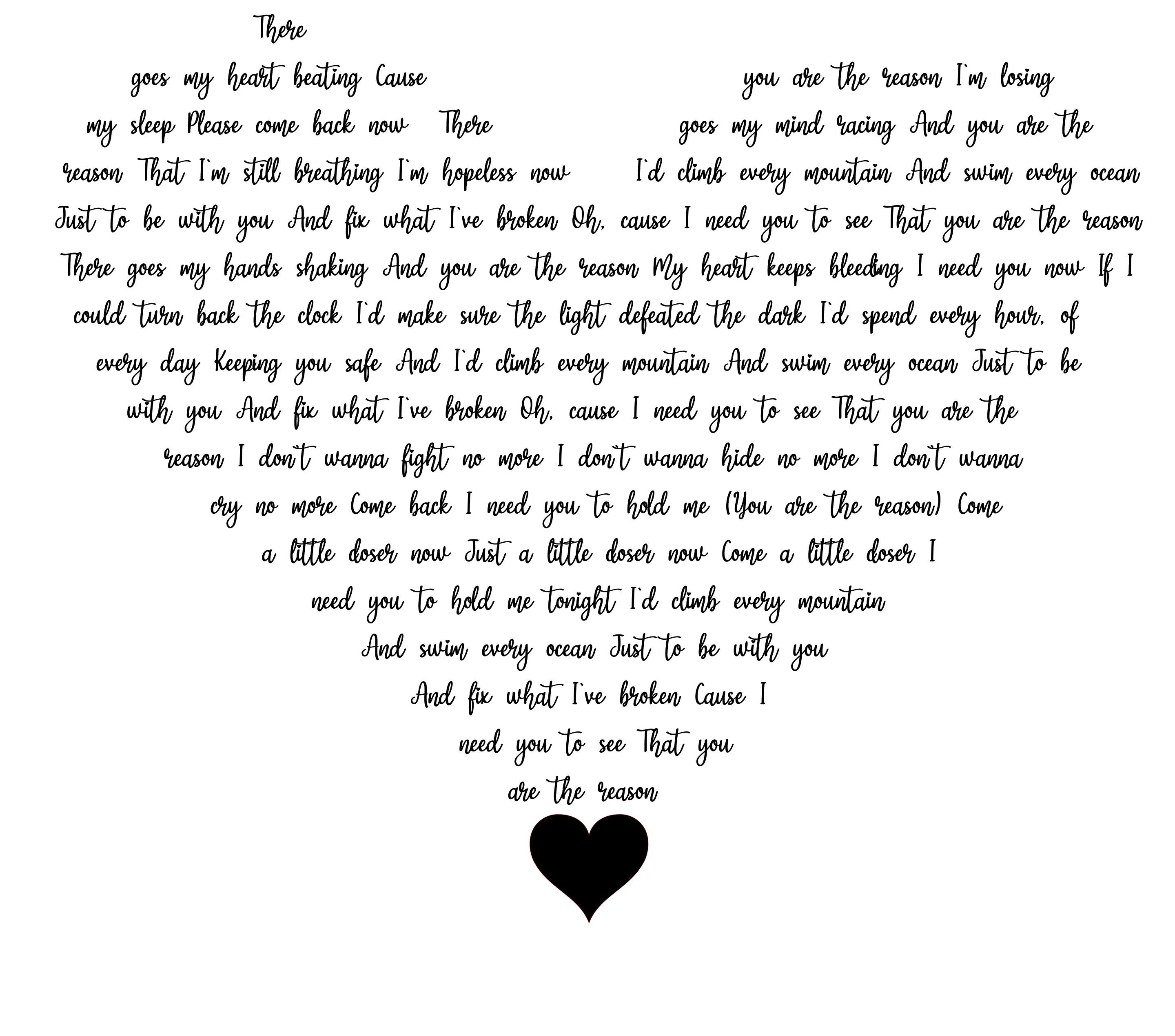 You Are the Reason by Calum Scott SVG Etsy