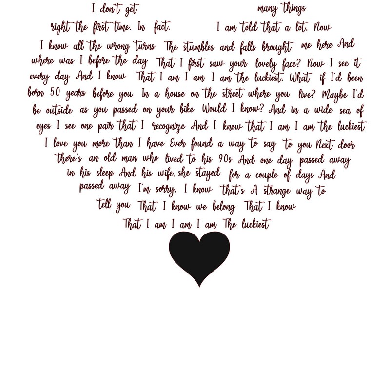 The Luckiest Lyrics - Etsy