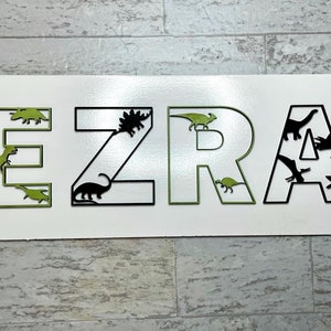 Dinosaur letters SVG, wall decor, dinosaur name sign