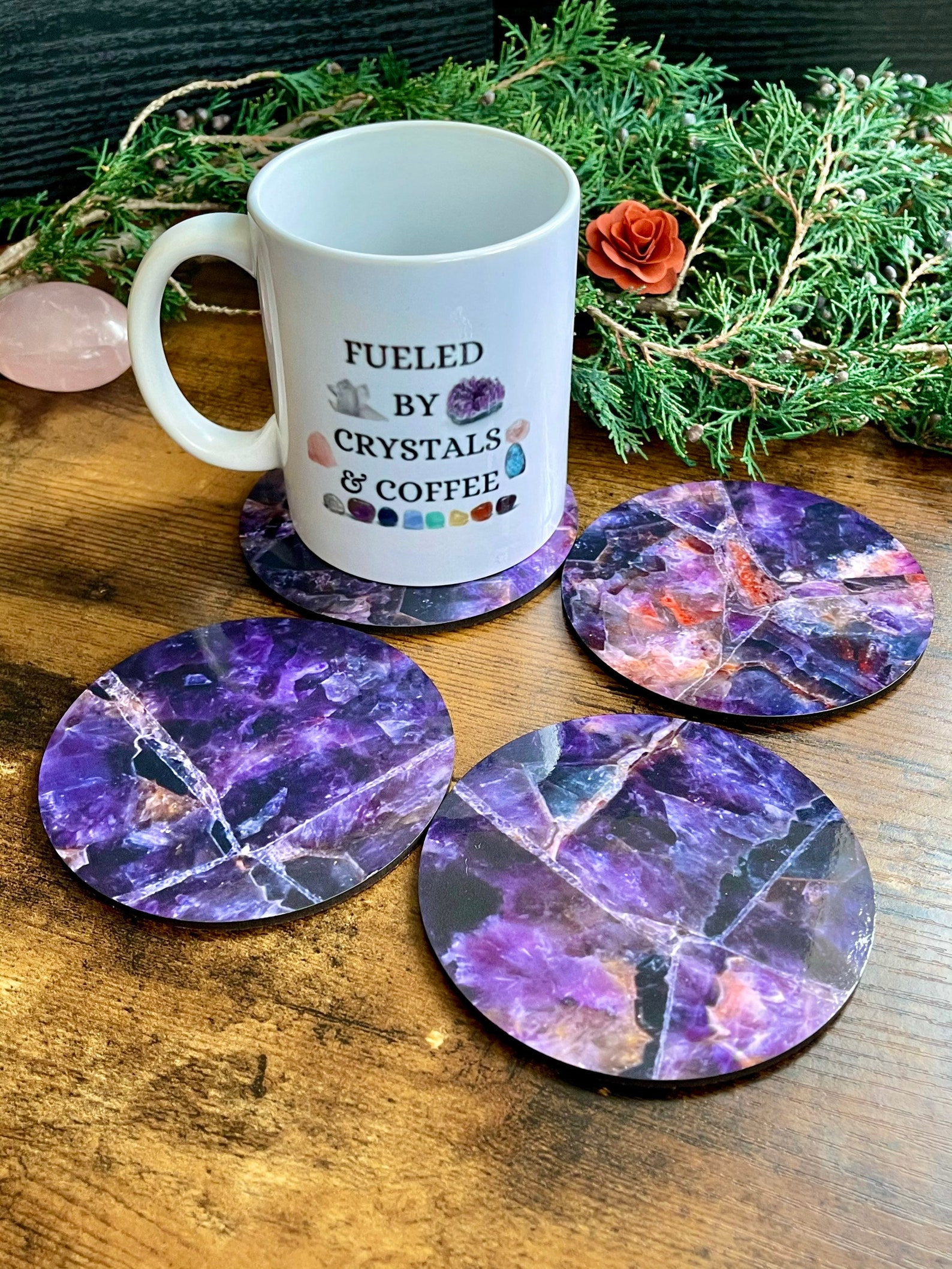 Amethyst imprinted Design coasters. Set of 4 Etsy