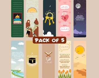 Islamic Bookmarks x5 | Quran Bookmark | Islamic Gift | Eid Gift Ramadan Gift | Palestine | Gift for Kids Gifts for Women | Islamic Reminders
