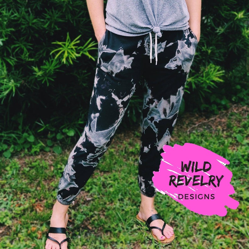 Bleach Dyed Sweatpants Reverse Tie Dye Cotton Lounge Pants | Etsy
