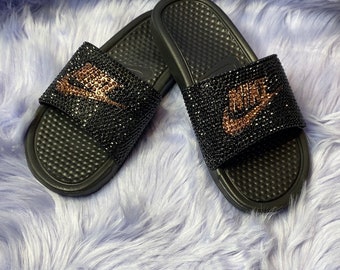 gold nike slide