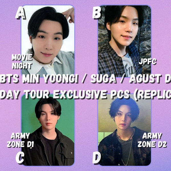 BTS Min Yoongi / SUGA / Agust D D-DAY Tour Exclusive Photocards (Replica)