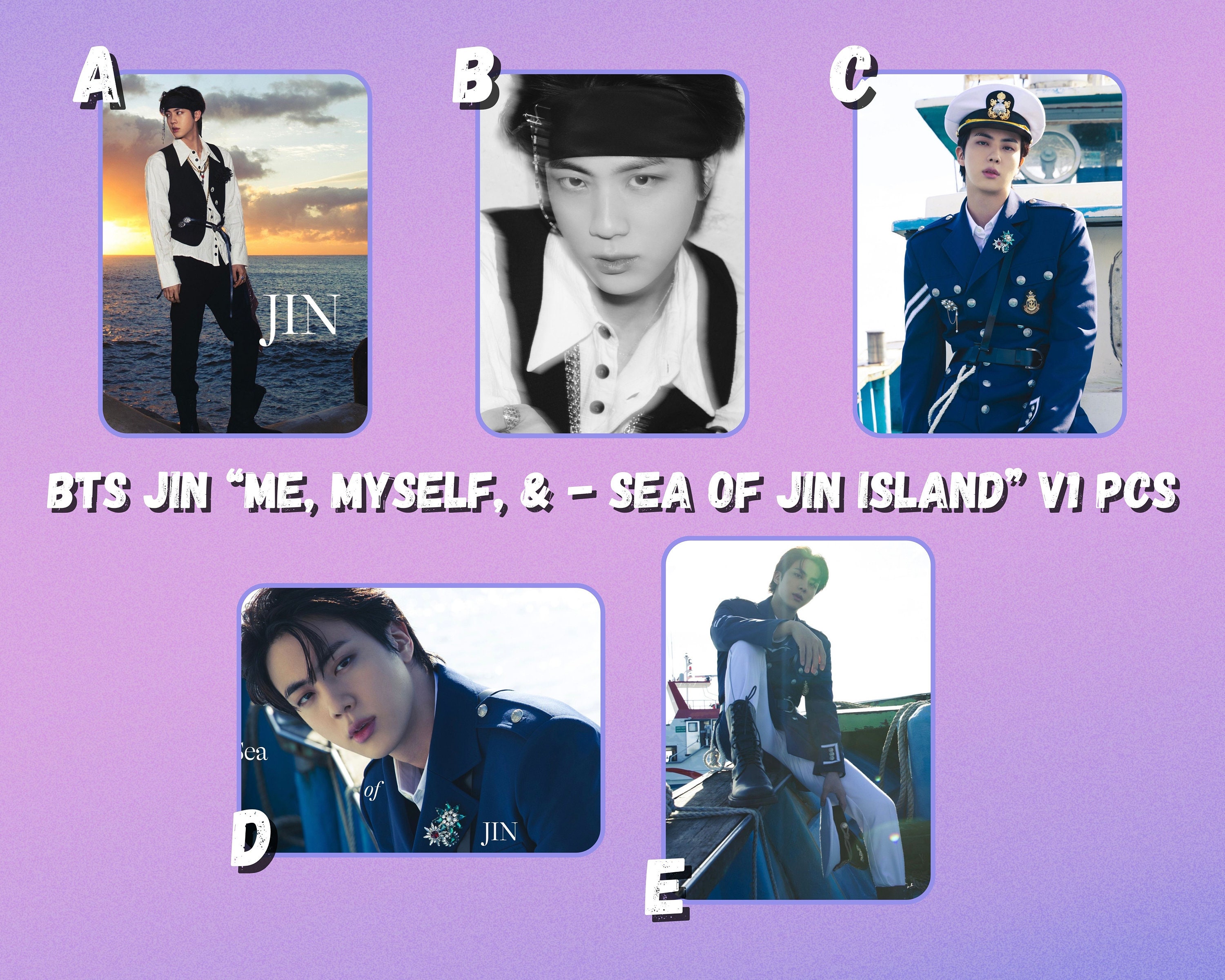 BTS 写真集 ジン me my self 抜け無し トレカ コンプ BTS Jin “me, Myself, & - Sea of JIN Island” V1 Photocards - Etsy