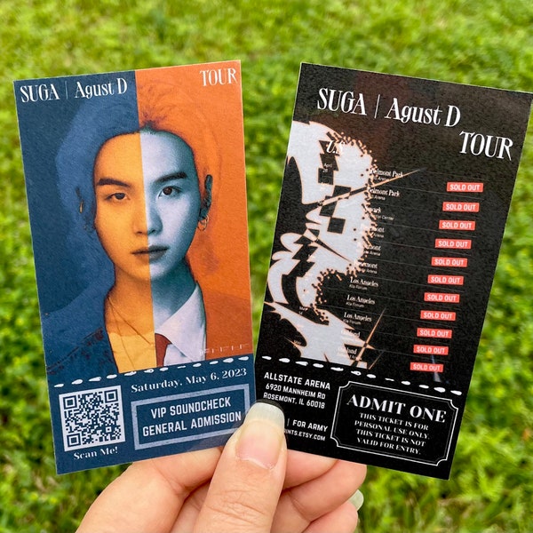 V1 - BTS Min Yoongi x SUGA | Agust D x D-DAY World Tour - Memorabilia Concert Ticket & Wristband Bundle
