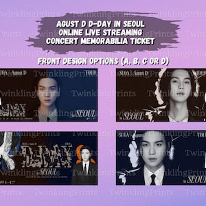 BTS Min Yoongi x SUGA | Agust D x D-Day Welttournee - Online Live Stream - 2023.06.24-25 in Seoul at Jamsil - Memorabilia Konzertkarte