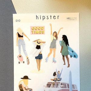 Pegatinas de verano, estilo hippie, surfista, bohemio, planificación, bujo
