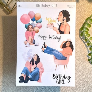 Stickers anniversaire fille bohème chic, agenda bujo klistremerke