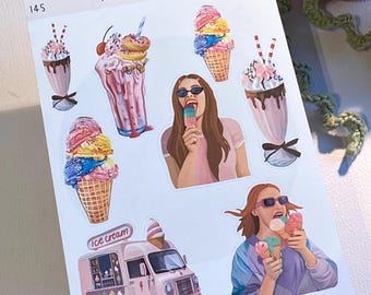 IJs retro stickers bulletjournal planning planner milkshake illustratie