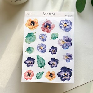 Aquarell Stiefmütterchen Aufkleber Frühlingsblumen Planer Dekor skandinavisch natur viol