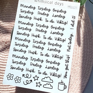 Alltagssticker Norwegisch Norwegisch Bujo tägliche Wochentage planen