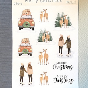 Adesivos de natal inverno nórdico nostálgico