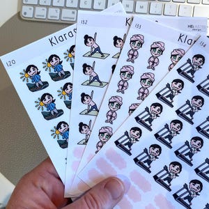 Pegatinas grandes de KLARA para hacer ejercicio, senderismo, naturaleza, planificador, icono, klitremerke, bujo, entrenamiento