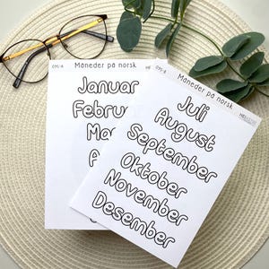 Maandstickers Noorse dagelijkse planning bujo journaling