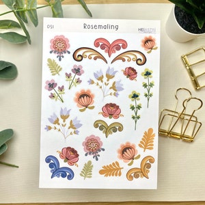 Adesivi norvegesi rosmaling folklore scandinavo journaling