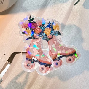 Holographic stickers 90s rollerblades vinyl planner