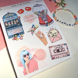 Valentijnsstickers planning lovehearts retro vibes girly roze