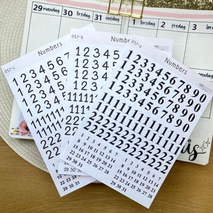 May include: A set of white paper sheets with black numbers printed on them. The numbers range from 1 to 31. The sheets are labelled with the numbers 057-a, 057-b, and 057-c. The sheets are designed for use in a planner or journal.