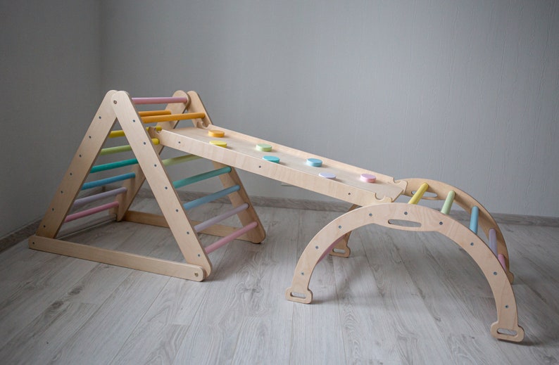 climbing triangle pastel rainbow, foldable triangle, ladder climber, montessori ramp, Kletterdreieck, toddler climber