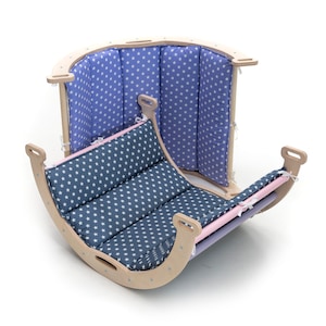 Wooden arch rocker with pillow, montessori rocker, arch with cushion.