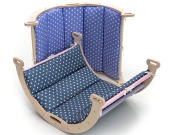 Montessori Wooden Arch Rocker with Star Pillow
