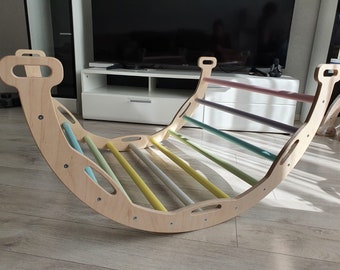 Wooden climbing arch, Rocker, Montessori arc, Toddler arch and rocker