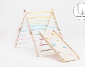 Transformable climbing triangle pastel rainbow, ladder climber, montessori ramp, Kletterdreieck, climbing frame, toddler climber