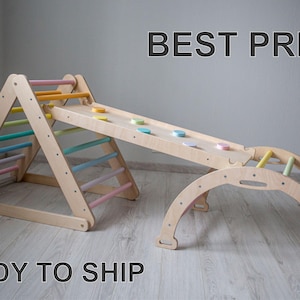Climbing triangle pastel rainbow, foldable triangle, ladder climber, Montessori ramp, Kletterdreieck, toddler climber
