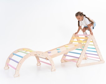 Montessori Climbing Triangle Set: Toddler Gym with Ramp & Arch