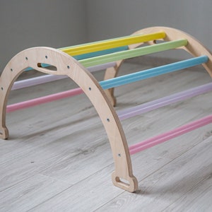 Climbing triangle pastel rainbow, foldable triangle, ladder climber, Montessori ramp, Kletterdreieck, toddler climber image 4