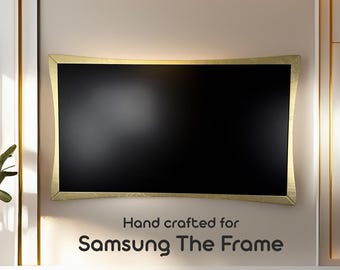 Curved shape decorative wooden TV frame, golden color for Samsung The Frame TV'S