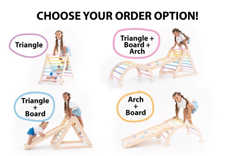 Climbing triangle pastel rainbow, foldable triangle, ladder climber, Montessori ramp, Kletterdreieck, toddler climber image 6