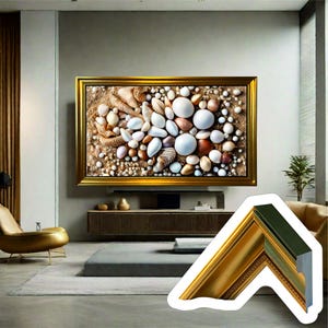 TV wooden frame for samsung the frame, golden TV frame.