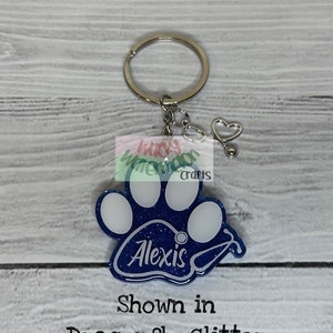 Personalized Stethoscope Paw Print Key Chain | Zipper Pull