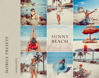 Sunny Beach Lightroom Mobile Presets, Vintage Style (DNG, PDF Guide)
