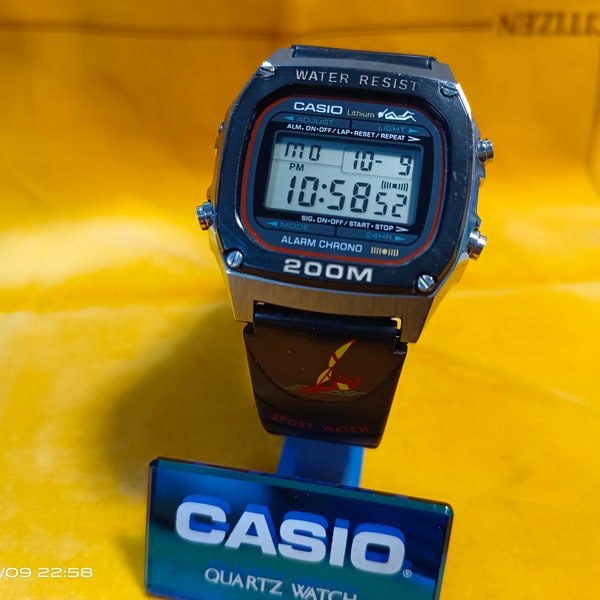 Vintage CASIO 1985 (280) DW-1000 Timer Alarm Chrono 200M Ersetzt neues Band (AF) Nos Mint !!