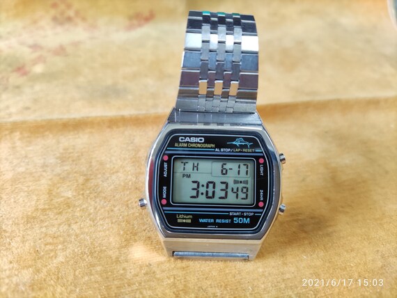 Vintage CASIO 1980 MARLIN 50M W-36 blue dial 248 module all | Etsy