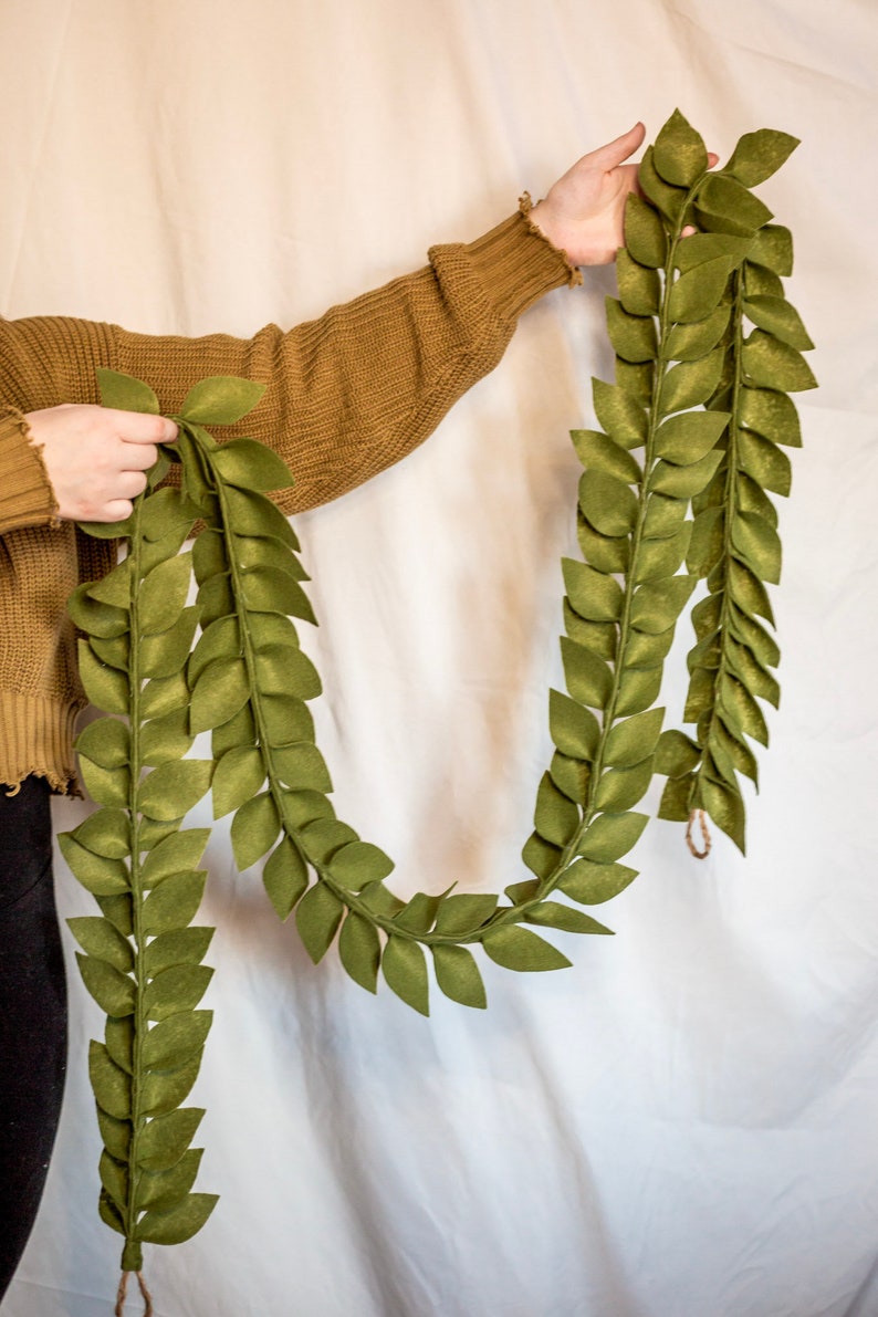 Felt Garland // Handmade 8ft Sustainable Faux Felted Greenery Etsy
